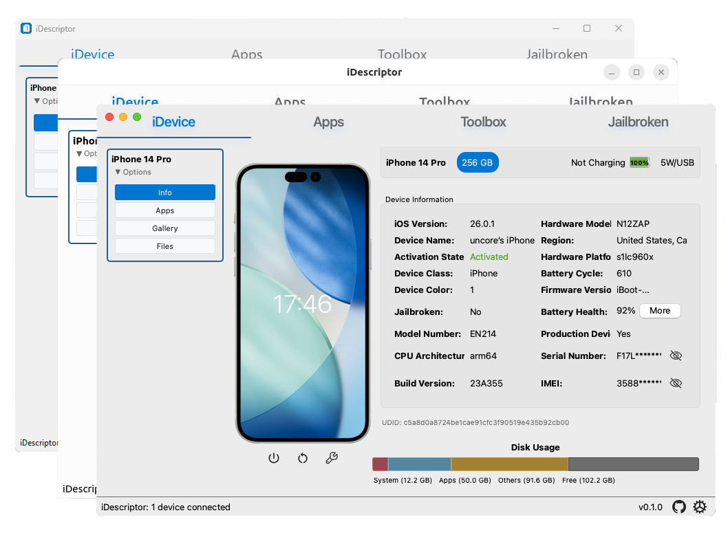 一个开源的跨端管理器，类似于国内的iTools